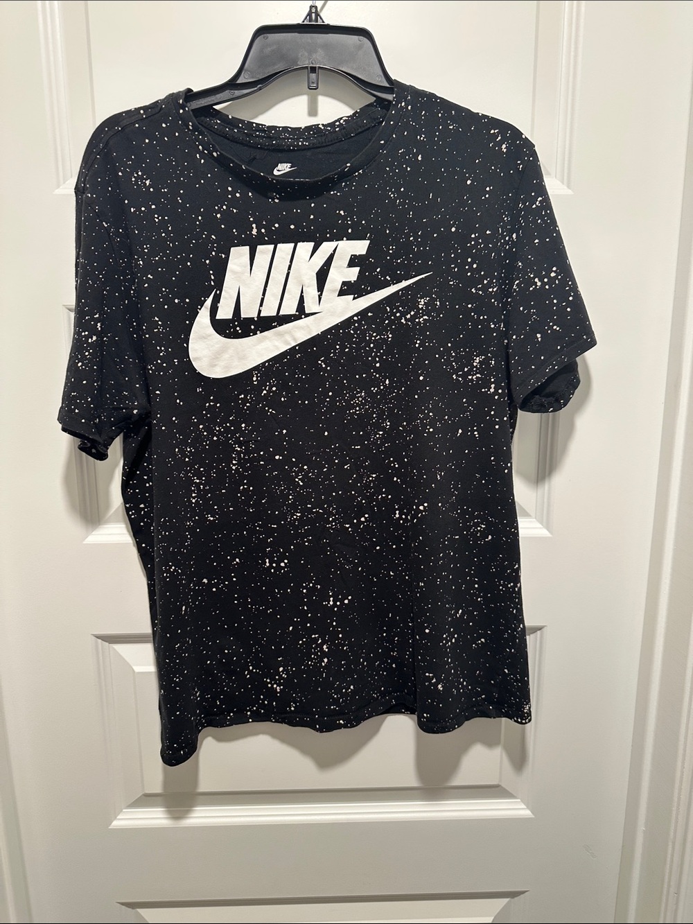 Nike Black Tee with White Splatter and Large White Logo